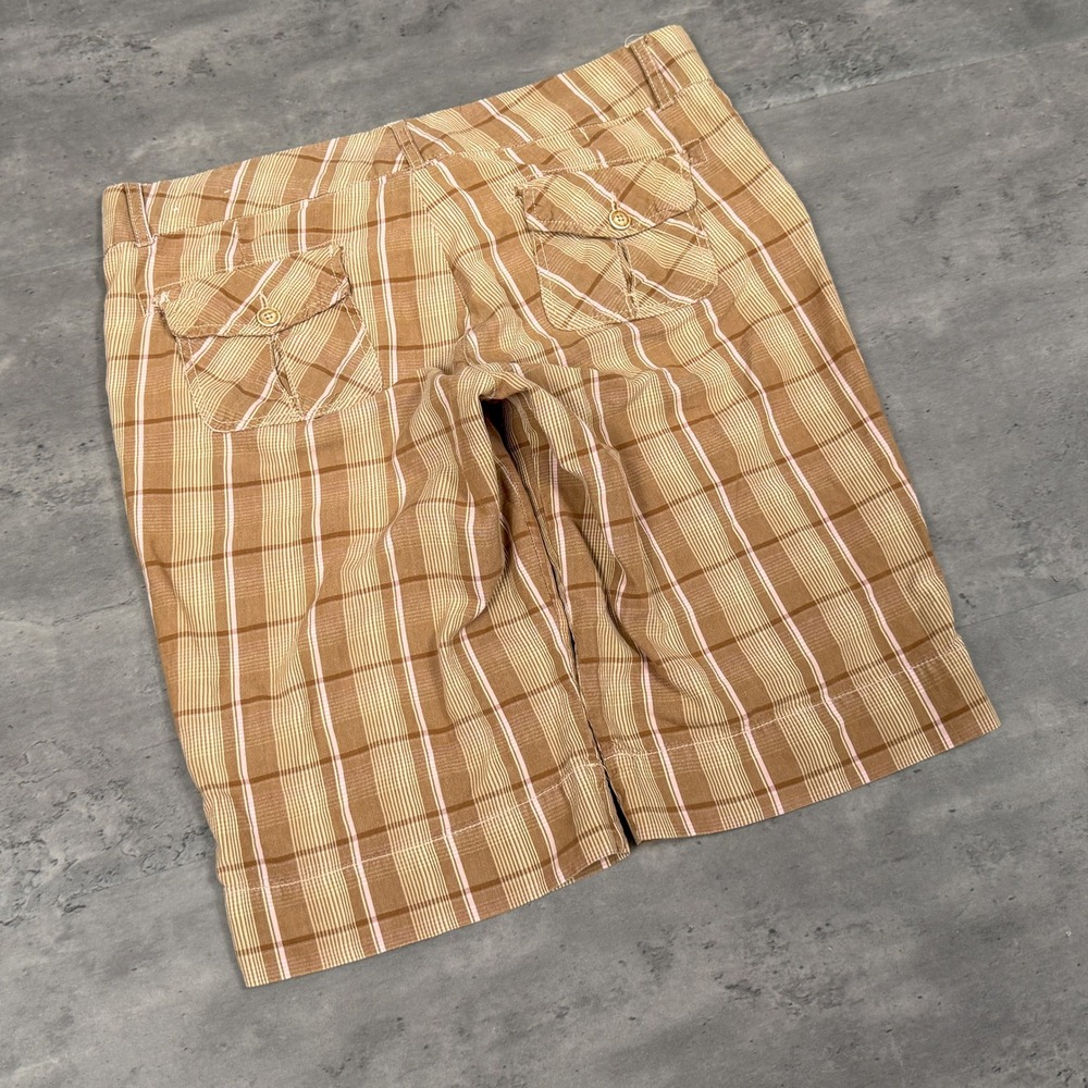 Y2K 00's Brown & Pink Baggy Relax Wide Legged Stripped Checkered Plaid Short's